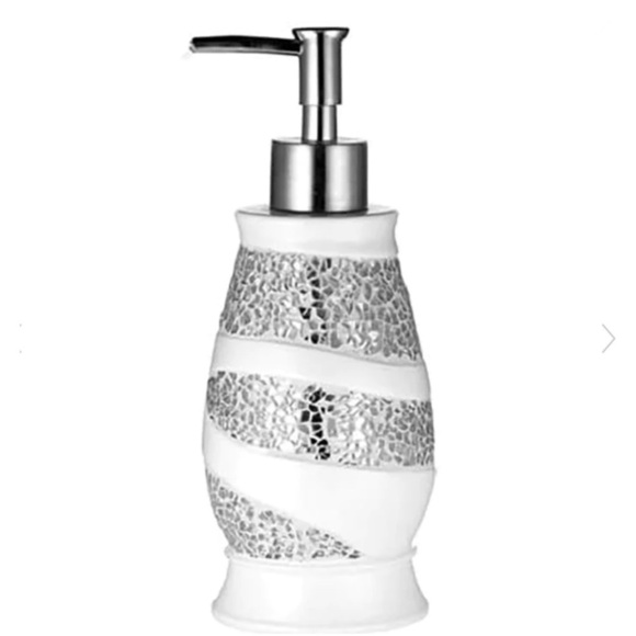 White Sinatra Reflective Mirror Mosaic Glass Bathroom Accessory 3 PC Vanity Set - Picture 3 of 13